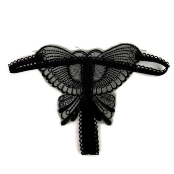Butterfly Other - NWOT Butterfly Panties Split Crotch Black Thong